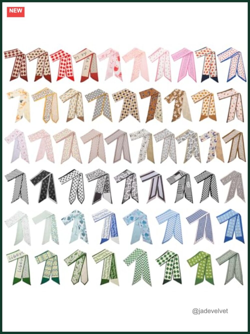 Multifunctional Boho Satin Neck Scarves, 54-Piece Value Set, Hair Accessories